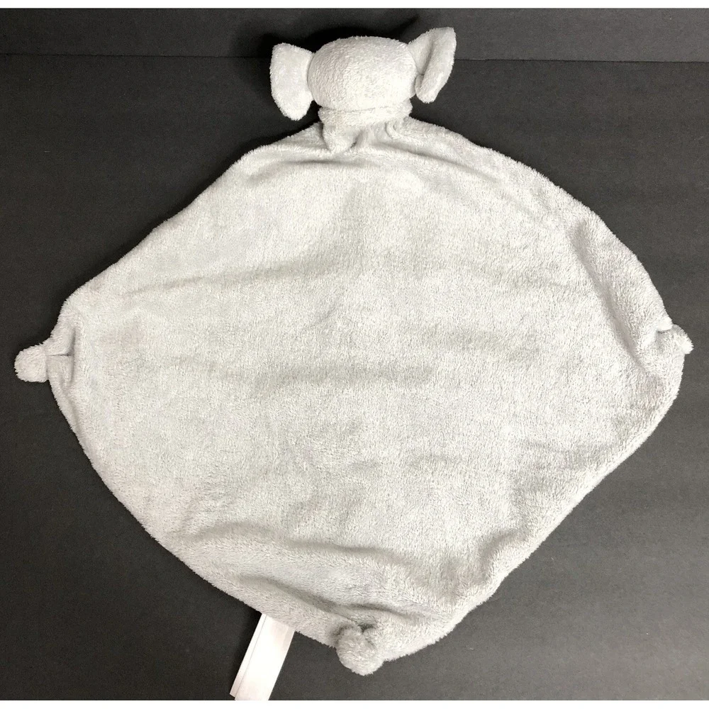 Angel Dear Lovey Gray Elephant Closed Eyes Plush Security Blanket Baby Knots